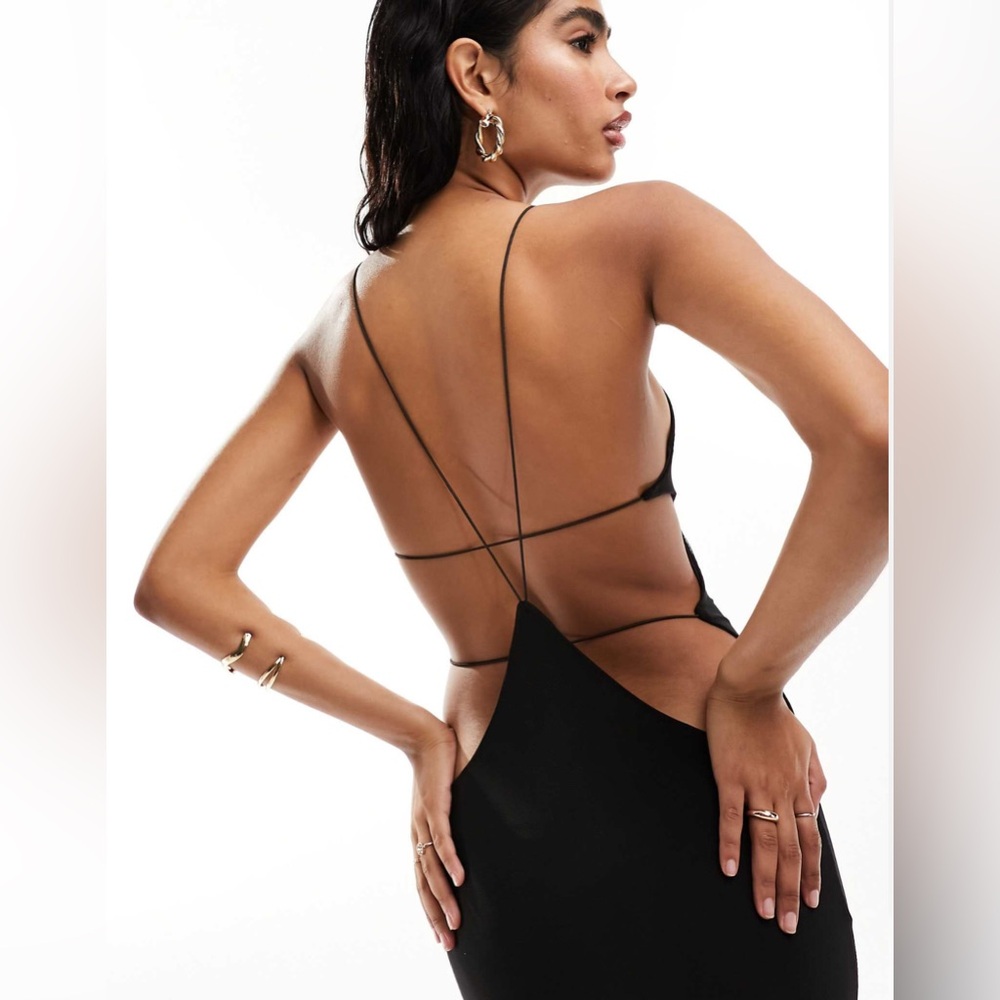 ASOS Black Backless Slip Dress Spaghetti Strap Cocktail